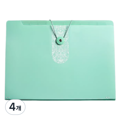 통근창고 A4서류 문서보관 파일케이스 5칸 325 x 245 mm, 그린, 4개