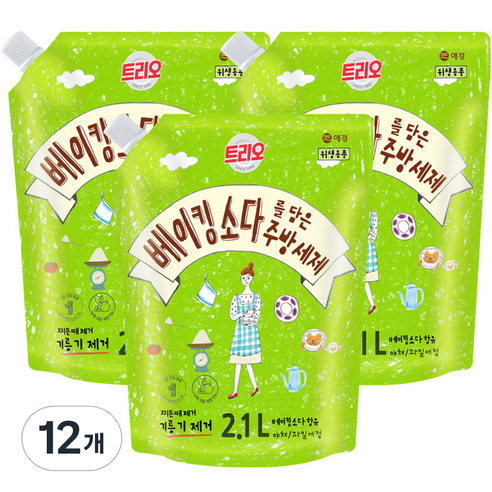 트리오 베이킹소다를 담은 주방세제, 2.1L, 12개