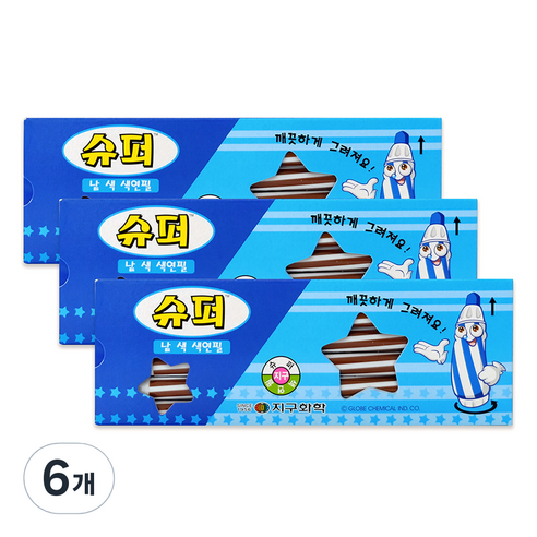 지구화학 슈퍼색연필 낱색 12p, 갈색, 6개