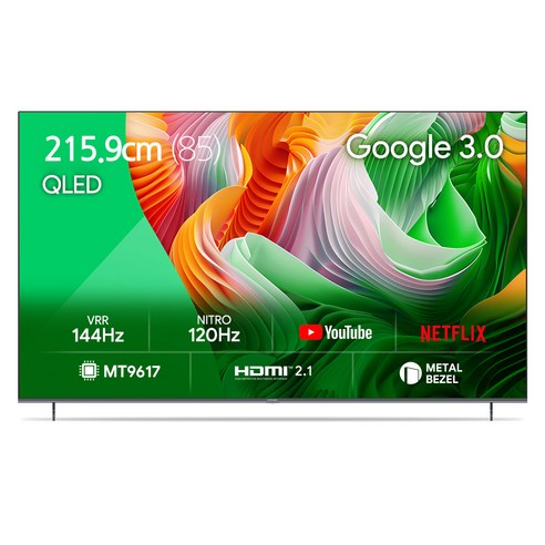 더함 4K UHD QLED 스마트 144Hz 돌비 AI 구글 3 게이밍 TV 215cm(85인치), UA851QLED SMART CINEMA144 24C1 × 벽걸이형 × 방문설치 섬네일