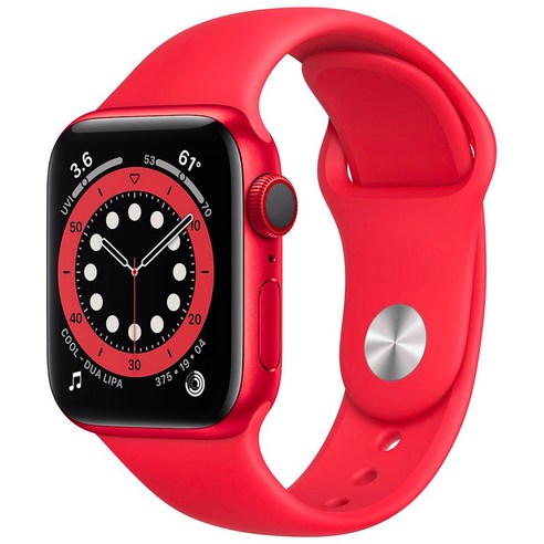 Apple 애플워치 6, (PRODUCT)RED 알루미늄 케이스, (PRODUCT)RED 스포츠 밴드, 40mm, GPS+Cellular
