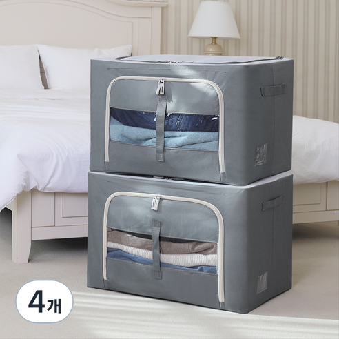 조은리빙 프리미엄 스틸 와이어 옷정리 이불보관 리빙박스 100L, 그레이, 100L, 4개