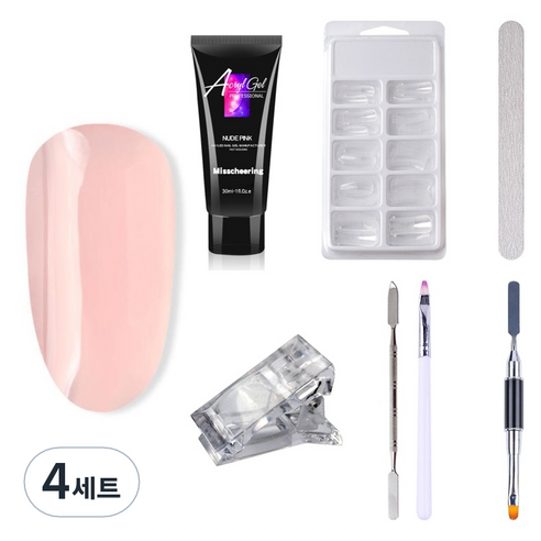 미스치어링 에스떼오뜨젠 폴리젤 세트 네일 인조 손톱 연장 재료 누드핑크, 네일 연장세트 5종, 4세트
