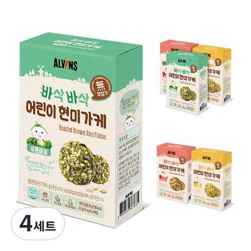 엘빈즈 바삭바삭 어린이 현미가케 빨강마을 + 노랑마을 + 푸른마을, 빨강마을, 노랑마을, 푸른마을, 4세트