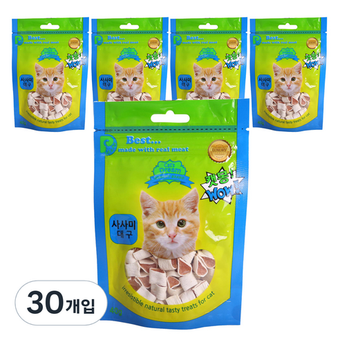 캣몽 고양이용 간식 사사미대구 닭 40g, 사사미, 30개