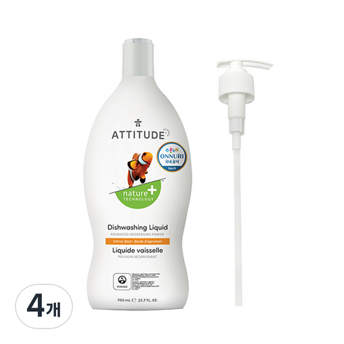에티튜드 주방세제 시트러스제스트 향, 700ml, 4개