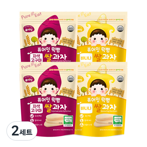 퓨어잇 자색고구마떡뻥 2p + 바나나떡뻥 2p, 자색고구마, 바나나, 2세트