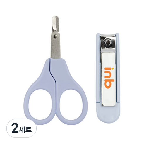 아이앤비 유아용 손톱가위 + 손톱깎이 세트, 하늘색, 2세트