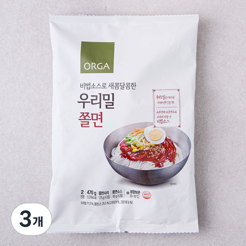 ORGA 비법소스로 새콤달콤한 우리밀 쫄면 2인분, 470g, 3개