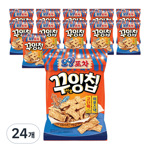 롯데제과 오잉포차 꾸이오잉칩 스낵, 24개, 100g
