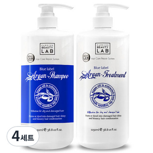 박준뷰티랩 블루라벨 아르간 샴푸 1150ml + 트리트먼트 1150ml 세트, 4세트