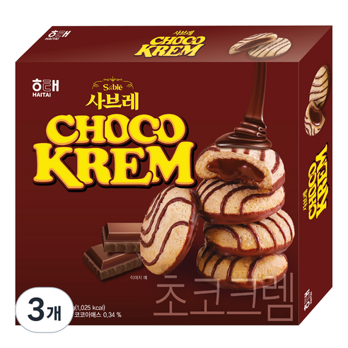 해태제과 사브레 초코크렘, 204g, 3개