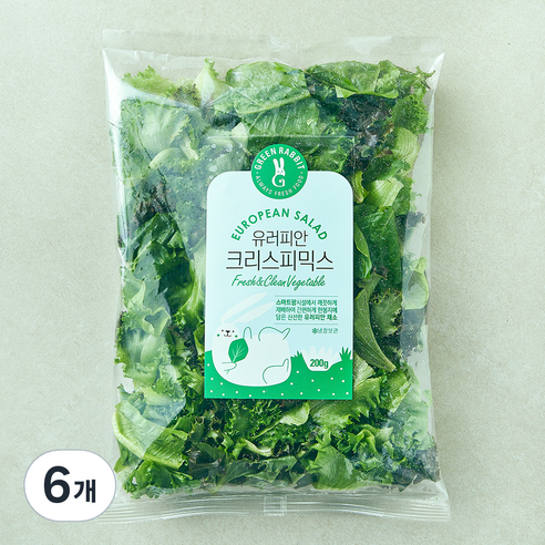그린래빗 유러피안 크리스피믹스 샐러드, 200g, 6개