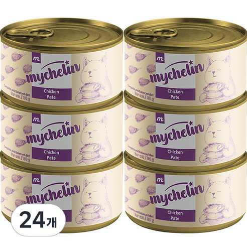 마이슐랭 고양이 주식 비프 파테 습식캔, 닭, 80g, 24개