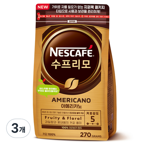 네스카페 수프리모 아메리카노 파우치, 270g, 3개