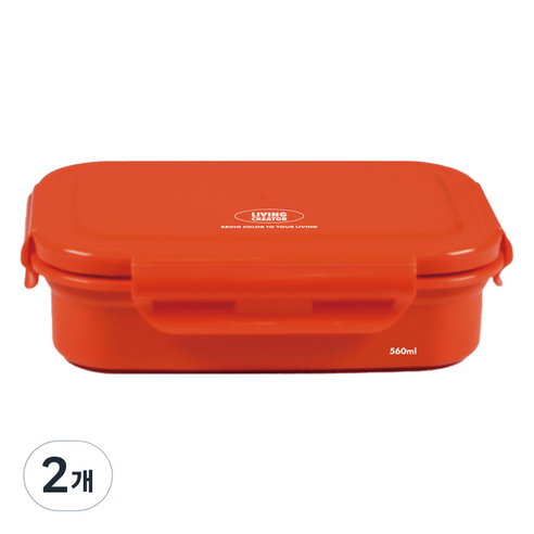 리빙크리에이터 지켜텐 스텐 도시락용기 오렌지 560ml, 2개
