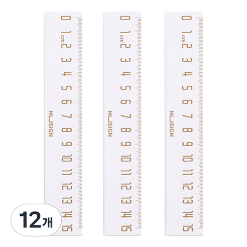 델리 누사인 ABS 자 15cm ENS096, 화이트, 12개