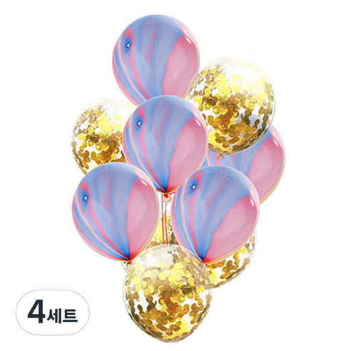 윰스 감각적인 파티풍선 세트, 핑크블루 앤 골드스팽글, 4세트