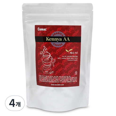 코맥 케냐 AA 원두커피 C4, 200g, 4개, 홀빈(분쇄안함)
