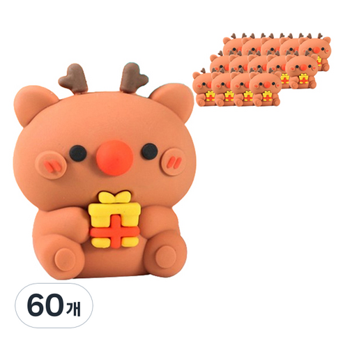 마켓감성 실리콘 캐릭터 연필깎이 루돌프, 60개