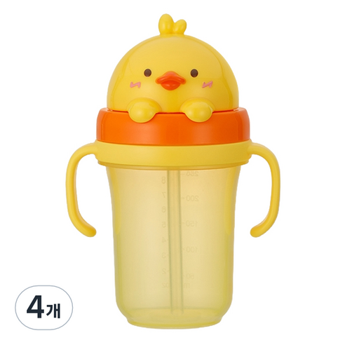 에디슨 유아용 프렌즈 흘림방지 입체 빨대컵2 300ml, 4개, 오리