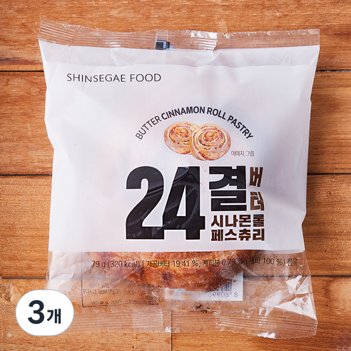 신세계푸드 24결 버터 시나몬롤 페스츄리, 79g, 1개입, 3개