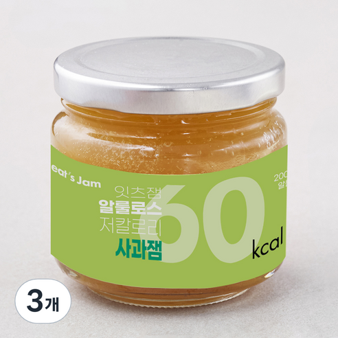 잇츠잼 저칼로리 사과잼, 3개, 200g