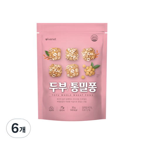 아이배냇 두부 통밀퐁 30g, 두부 + 통밀 혼합맛, 6개
