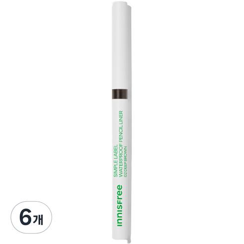이니스프리 심플라벨 워터프루프 펜슬라이너 0.1g, 2 딥 브라운, 6개