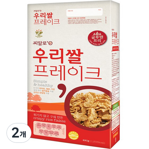 씨알로 우리쌀프레이크 시리얼, 490g, 2개