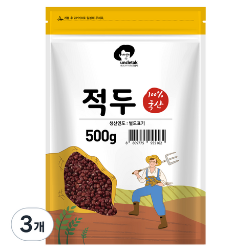 엉클탁 국산 적두 팥, 500g, 3개