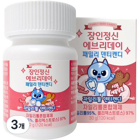 장인정신에브리데이 패밀리 자일리톨 덴티캔디, 30g, 3개