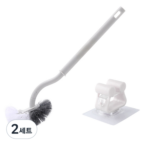 모나코올리브 에스커브 변기솔 + 이지 변기 솔걸이 세트, 화이트, 2세트