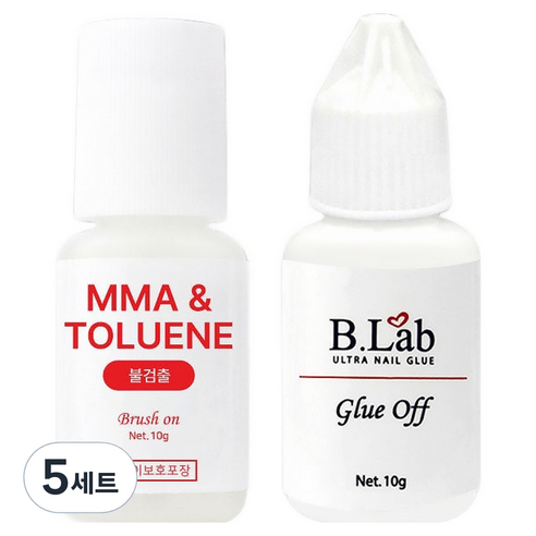 뷰랩 아르스 뷰랩 브러쉬 온 글루 10g + 글루 오프 10g 세트, 5세트, 무색, 투명