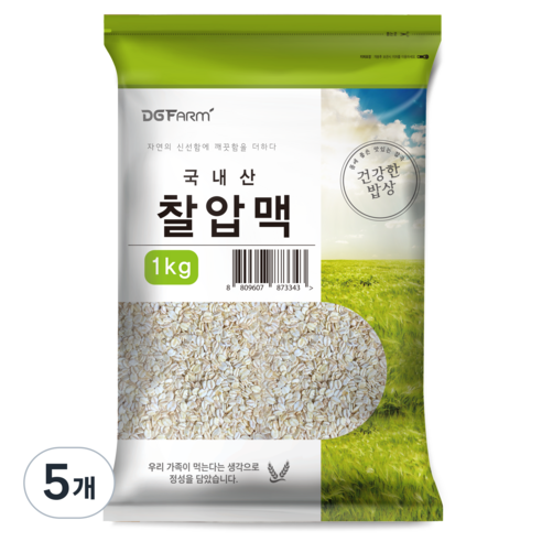 건강한밥상 국산 찰압맥, 1kg, 5개
