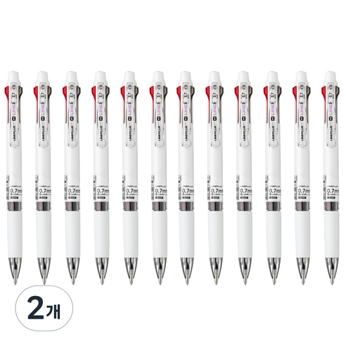 라인플러스 M3 3색볼펜 0.7mm 12p, 화이트, 2개