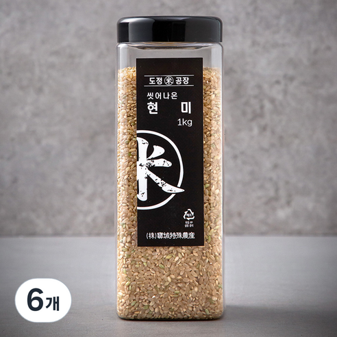 도정공장 씻어나온 현미, 1kg, 6개