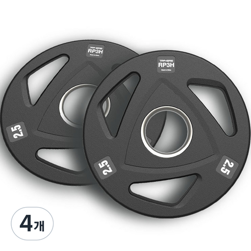 트라히어 홈트 고무 중량원판 RP3H, 2.5kg, 4개, 블랙