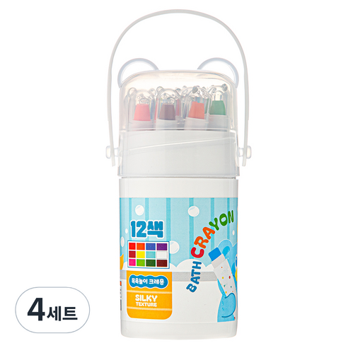 탐사 곰돌이 케이스 목욕놀이 욕실 크레용 펜, 12색, 4세트