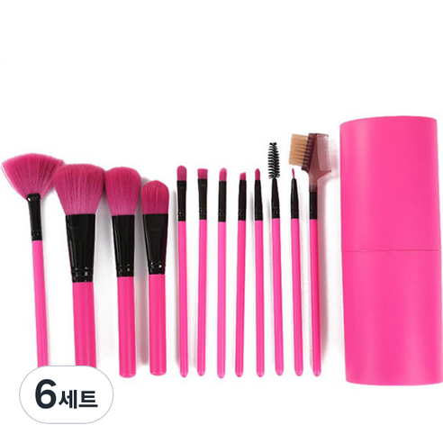 더벨라 페이스 메이크업 파우더 브러쉬 12종 세트, 6세트, 레드