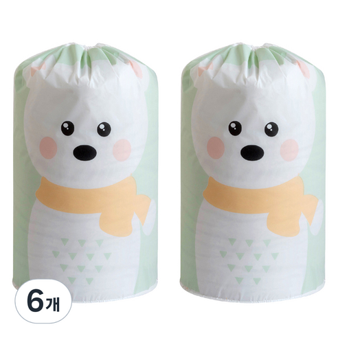 위드윈 PEVA 옷 의류 이불 보관주머니, 그린 베어, 6개