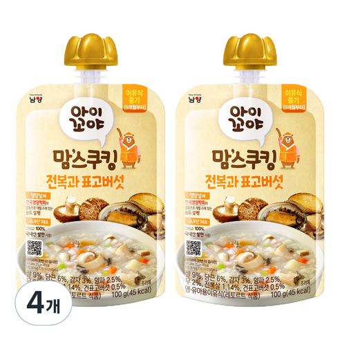 아이꼬야 맘스쿠킹 레토르트 이유식 100g, 전복과 표고버섯, 4개