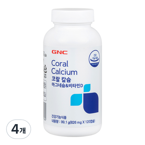 GNC 코랄 칼슘 마그네슘 비타민D, 120정, 4개