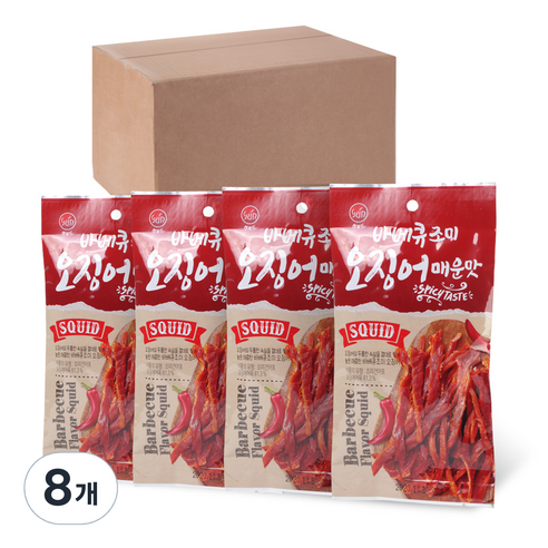 썬푸드 바베큐조미 오징어 매운맛, 40g, 8개
