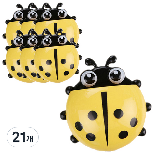 블럭마트 무당벌레 칫솔걸이, 옐로우, 21개