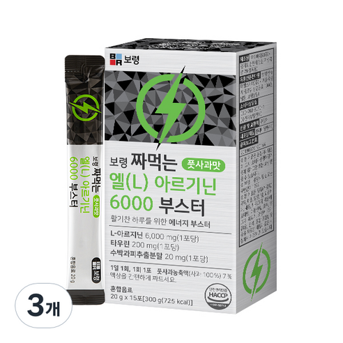 보령 짜먹는 엘 L 아르기닌 6000 부스터 15p, 300g, 3개