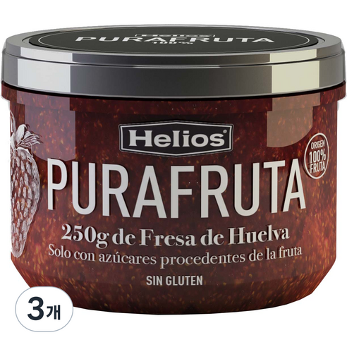 헬리오스 퓨라푸르타 딸기잼, 250g, 3개