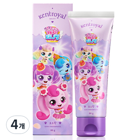 켄트로얄 캐치티니핑 키즈 어린이 야채치약 포도향, 80g, 4개