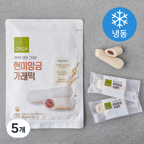ORGA 현미 앙금 가래떡 (냉동), 500g, 5개