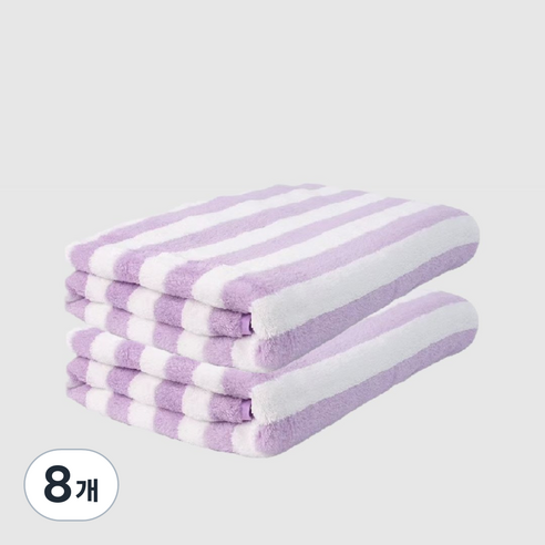 원이네 스트라이프 비치타월 대형 바스 목욕 수건 극세사, 퍼플, 8개